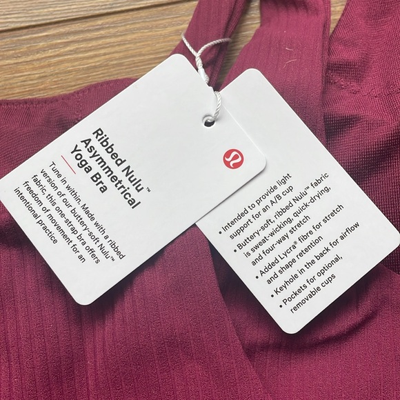Lululemon Ribbed Nulu Asymmetrical Yoga Bra in colour “Deep Luxe”(NWT) - Picture 4 of 6